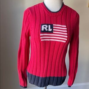 Polo by Ralph Lauren Red and Black Striped Sweater